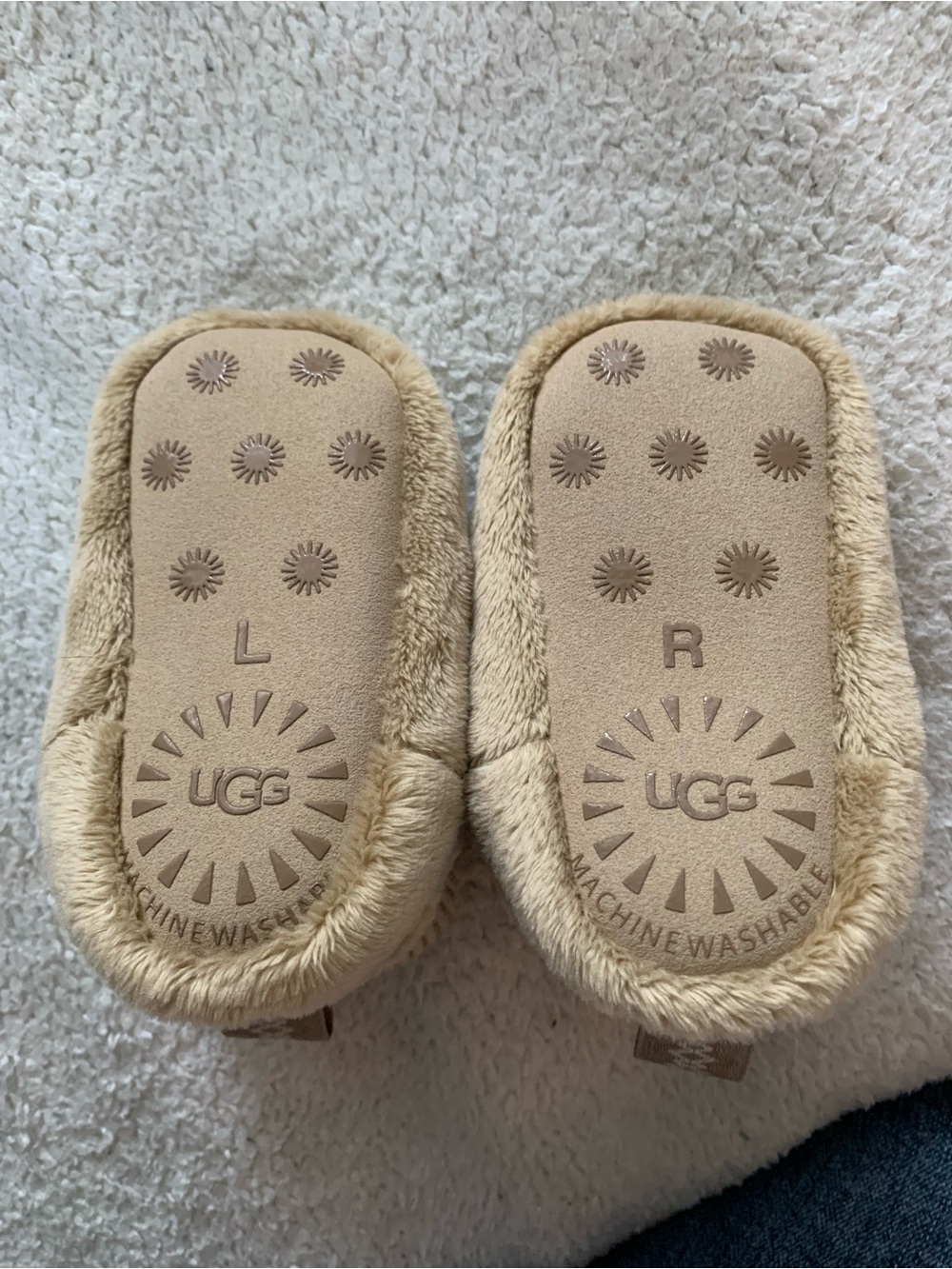 UGG Kids' Beige Nesti Sheepskin-Lined Slippers